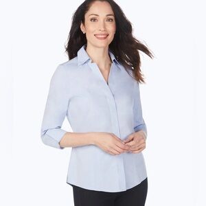 Foxcroft Wrinkle Free Light Blue Button-Up Shirt 8 NWT